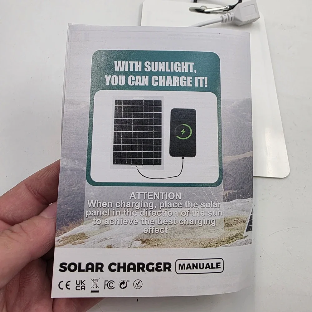 Portable Solar Panel Charger 5V USB Output Outdoor Camping Hiking Carabiner L4